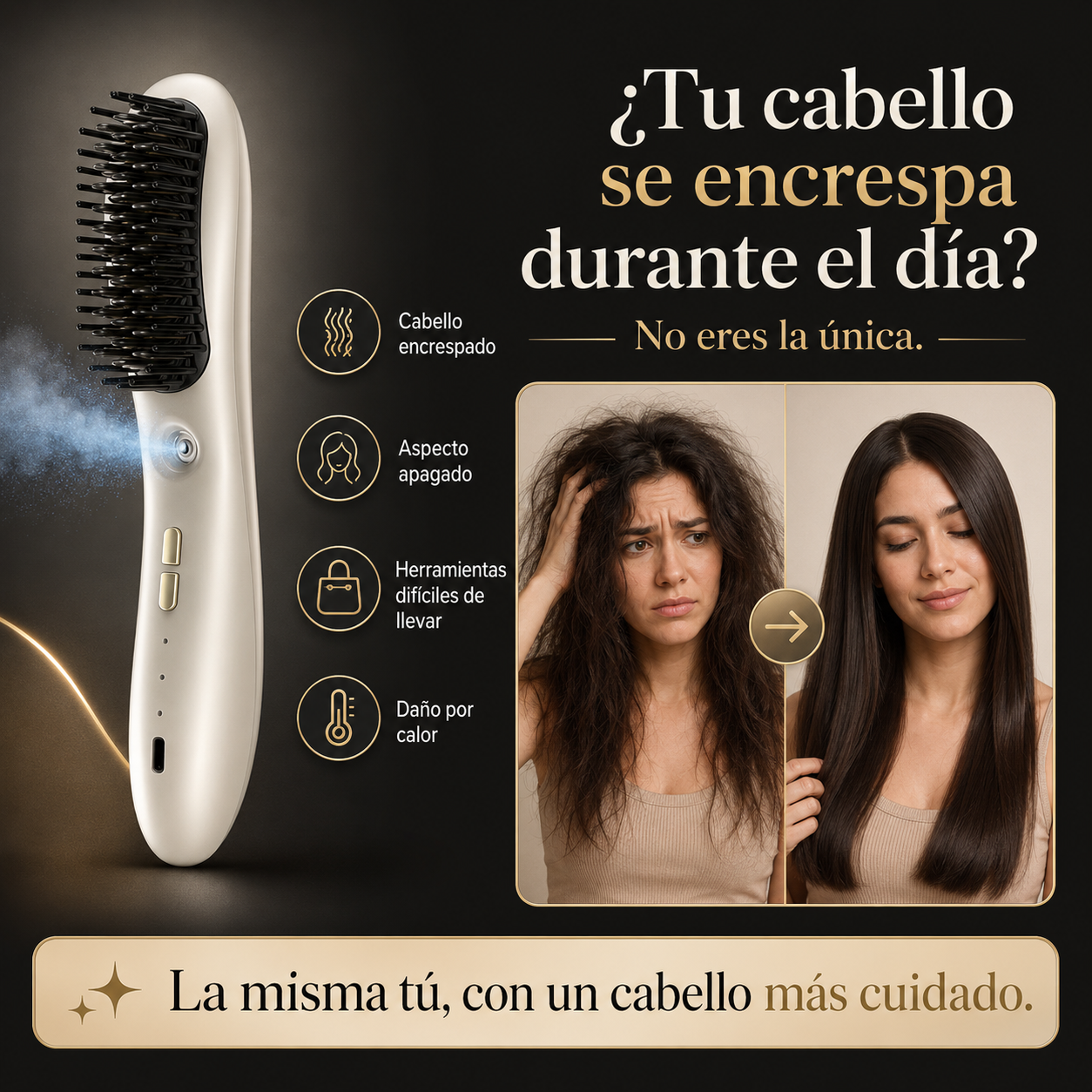 Cepillo Alisador Inalámbrico con Vapor – Cabello Liso, Brillante y Sin Encrespamiento