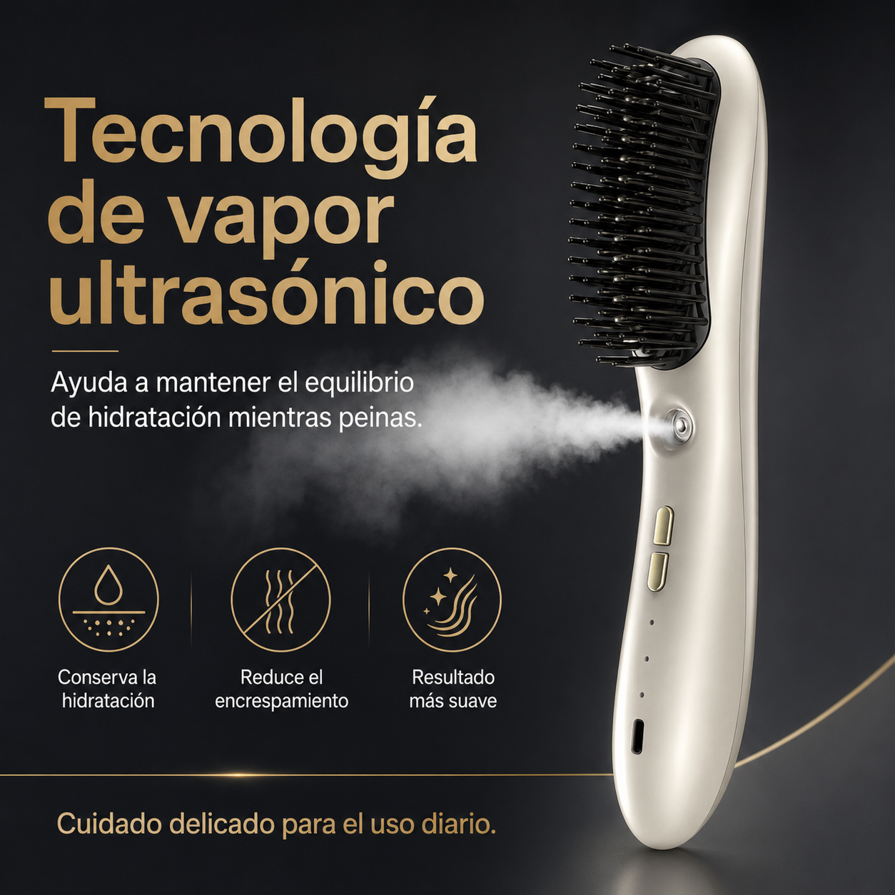 Cepillo Alisador Inalámbrico con Vapor – Cabello Liso, Brillante y Sin Encrespamiento