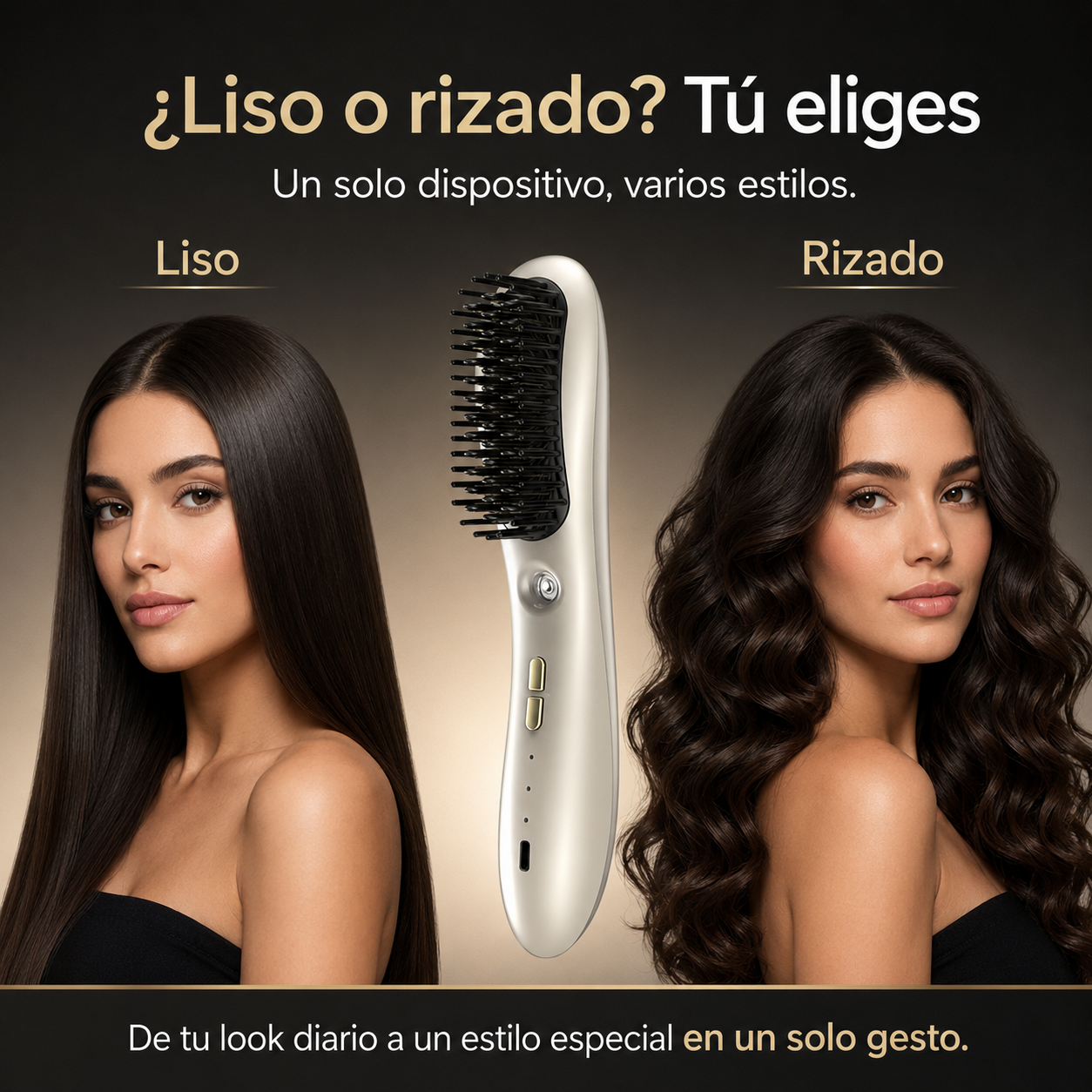 Cepillo Alisador Inalámbrico con Vapor – Cabello Liso, Brillante y Sin Encrespamiento