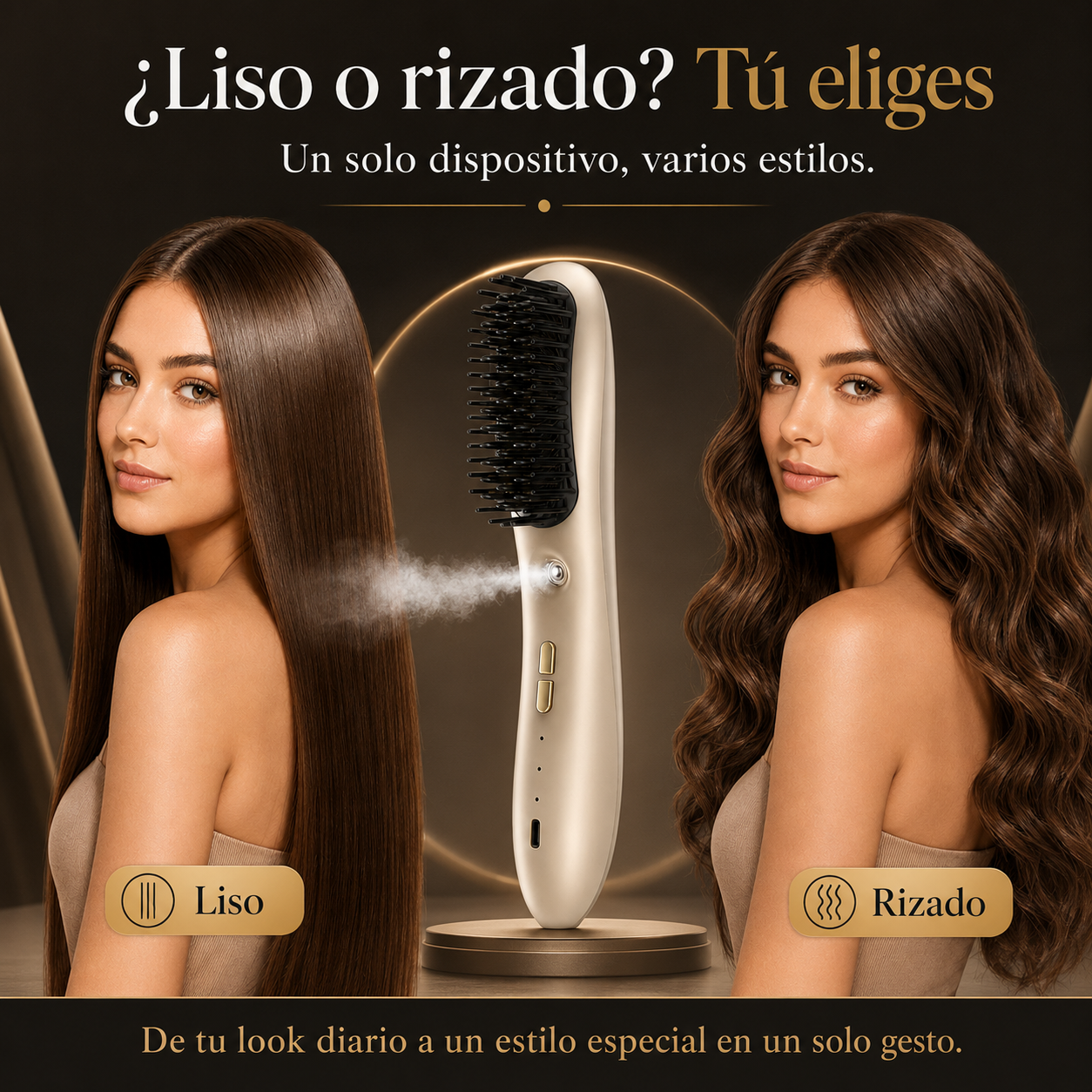 Cepillo Alisador Inalámbrico con Vapor – Cabello Liso, Brillante y Sin Encrespamiento